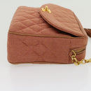 CHANEL Diana Turn Lock Chain Schoudertas Linnen Franjes Roze CC Auth 30153A-4
