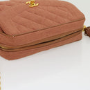 CHANEL Diana Turn Lock Chain Schoudertas Linnen Franjes Roze CC Auth 30153A-6