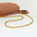 CHANEL Diana Turn Lock Chain Schoudertas Linnen Franjes Roze CC Auth 30153A-8