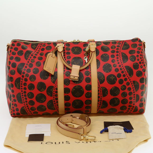 LOUIS VUITTON Monogram Yayoi Kusama Keepall Bandouliere55 Bag M40695 Auth 30515SV