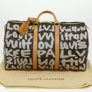 LOUIS VUITTON Monogram Graffiti Keepall 50 Boston Bag White M92197 Auth 30516S-12