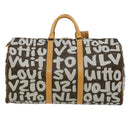 LOUIS VUITTON Monogram Graffiti Keepall 50 Boston Bag White M92197 Auth 30516S-2