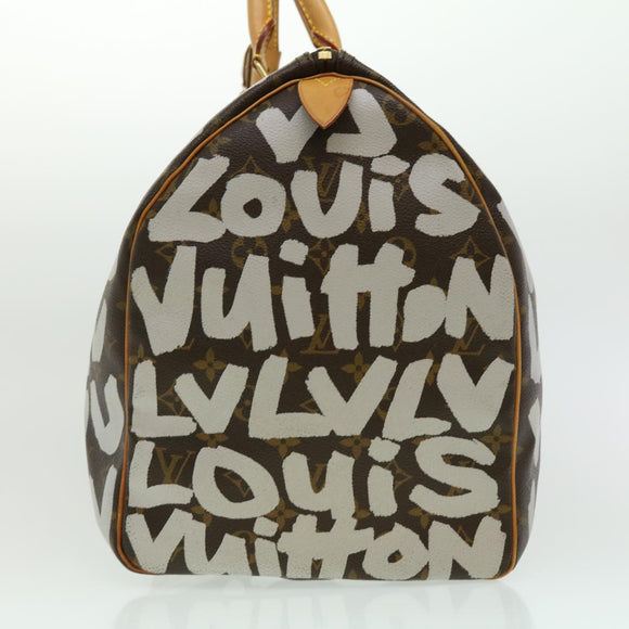LOUIS VUITTON Monogram Graffiti Keepall 50 Boston Bag White M92197 Auth 30516S