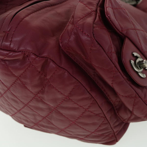 CHANEL Matelasse Chain Backpack Lamb Skin Bordeaux CC Auth 30736AV