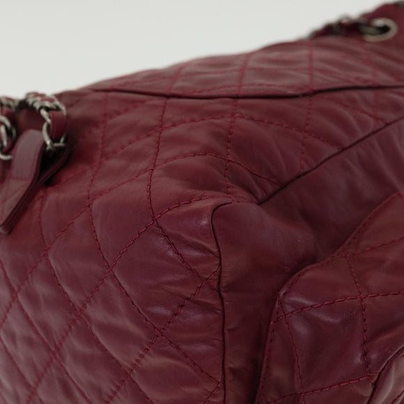 CHANEL Matelasse Chain Backpack Lamb Skin Bordeaux CC Auth 30736AV