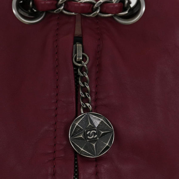 CHANEL Matelasse Chain Backpack Lamb Skin Bordeaux CC Auth 30736SAV