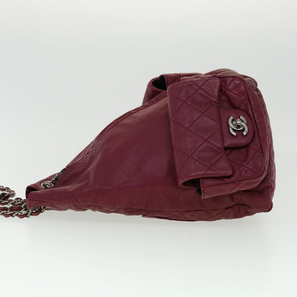 CHANEL Matelasse Chain Backpack Lamb Skin Bordeaux CC Auth 30736AV