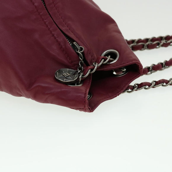 CHANEL Matelasse Chain Backpack Lamb Skin Bordeaux CC Auth 30736AV