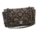 CHANEL Lip Chain Turn Lock Shoulder Bag Satin Black CC Auth 30892-1