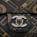 CHANEL Lip Chain Turn Lock Shoulder Bag Satin Black CC Auth 30892-17