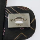 CHANEL Lip Chain Turn Lock Shoulder Bag Satin Black CC Auth 30892-9