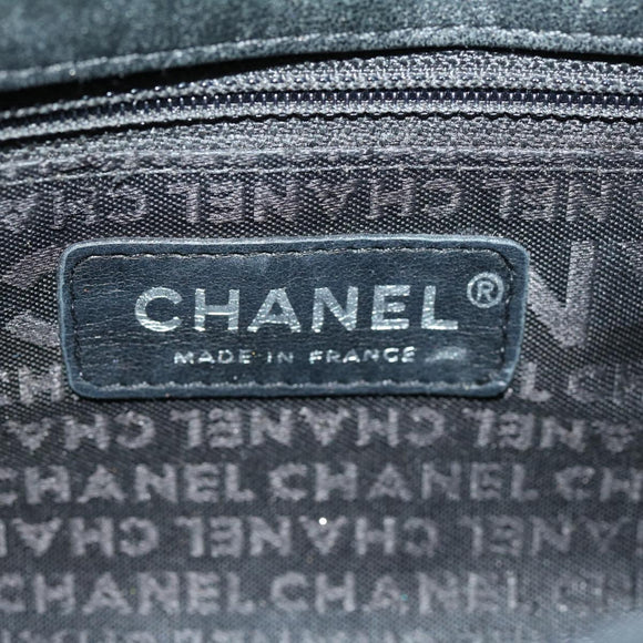 CHANEL Lip Chain Turn Lock Shoulder Bag Satin Black CC Auth 30892