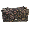 CHANEL Lip Chain Turn Lock Shoulder Bag Satin Black CC Auth 30892-13