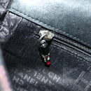 CHANEL Lip Chain Turn Lock Shoulder Bag Satin Black CC Auth 30892-21