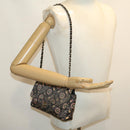 CHANEL Lip Chain Turn Lock Shoulder Bag Satin Black CC Auth 30892-24