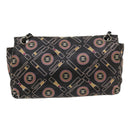 CHANEL Lip Chain Turn Lock Shoulder Bag Satin Black CC Auth 30892-2