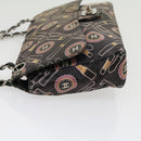 CHANEL Lip Chain Turn Lock Shoulder Bag Satin Black CC Auth 30892-3