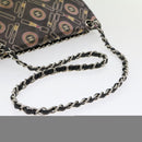 CHANEL Lip Chain Turn Lock Shoulder Bag Satin Black CC Auth 30892-7