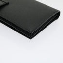 HERMES Bean souffl Long Wallet SilverMetal Black Auth 30947SM-15