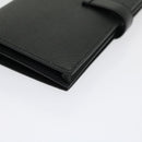 HERMES Bean souffl Long Wallet SilverMetal Black Auth 30947SM-16