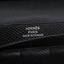 HERMES Bean souffl Long Wallet SilverMetal Black Auth 30947SM-9
