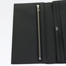 HERMES Bean souffl Long Wallet SilverMetal Black Auth 30947SM-18