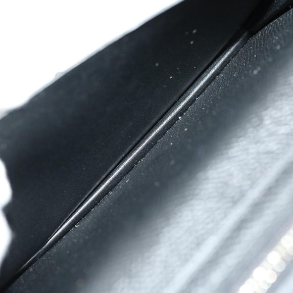 HERMES Bean souffl Long Wallet SilverMetal Black Auth 30947SM