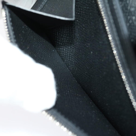 HERMES Bean souffl Long Wallet SilverMetal Black Auth 30947SM