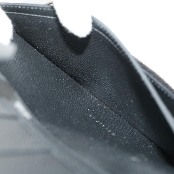 HERMES Bean souffl Long Wallet SilverMetal Black Auth 30947SM