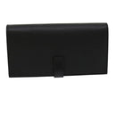 HERMES Bean souffl Long Wallet SilverMetal Black Auth 30947SM-2