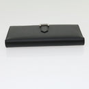 HERMES Bean souffl Long Wallet SilverMetal Black Auth 30947SM-6