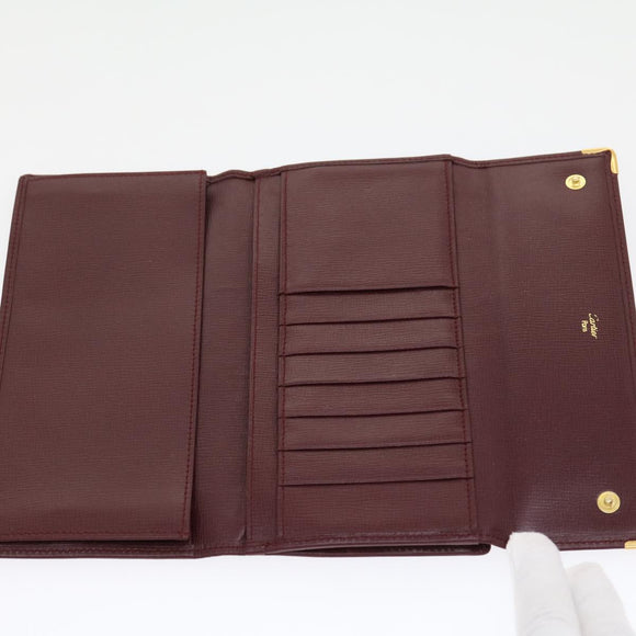 CARTIER Long Wallet Leather Red Auth 30964AV