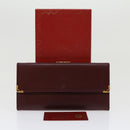 CARTIER Long Wallet Leather Red Auth 30964A-12