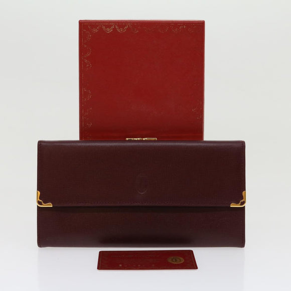 CARTIER Long Wallet Leather Red Auth 30964AV