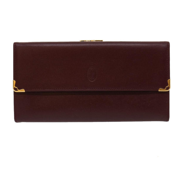 CARTIER Long Wallet Leather Red Auth 30964AV
