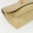 CHANEL Matelasse Turn Lock Chain Shoulder Bag Lamb Skin Gold CC Auth 31382V-15