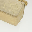 CHANEL Matelasse Turn Lock Chain Shoulder Bag Lamb Skin Gold CC Auth 31382V-16