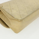 CHANEL Matelasse Turn Lock Chain Shoulder Bag Lamb Skin Gold CC Auth 31382V-17