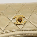 CHANEL Matelasse Turn Lock Chain Shoulder Bag Lamb Skin Gold CC Auth 31382V-18
