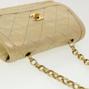 CHANEL Matelasse Turn Lock Chain Shoulder Bag Lamb Skin Gold CC Auth 31382V-6