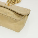 CHANEL Matelasse Turn Lock Chain Shoulder Bag Lamb Skin Gold CC Auth 31382V-14