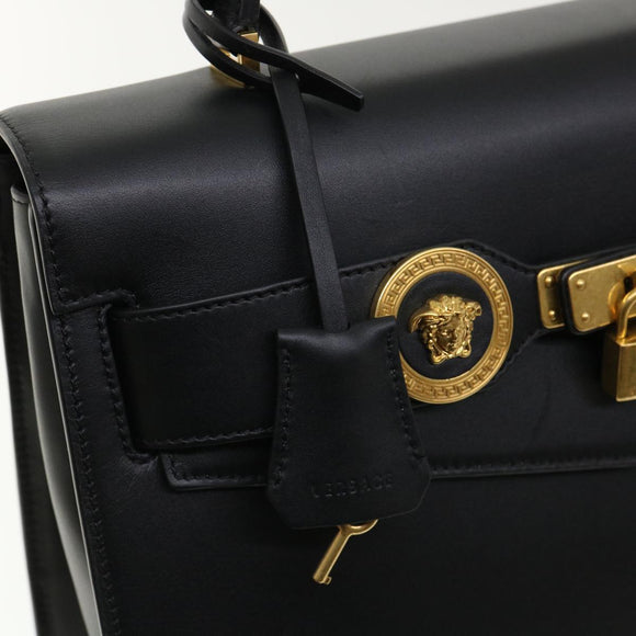 VERSACE Hand Bag Leather 2way Black DBFG311 Auth 31495V