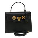 VERSACE Hand Bag Leather 2way Black DBFG311 Auth 31495V-1