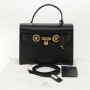 VERSACE Hand Bag Leather 2way Black DBFG311 Auth 31495V-12