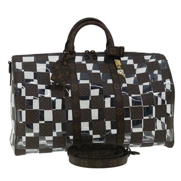 LOUIS VUITTON Monogram chess Keepall Bandouliere 50 Boston M20864 LV Auth 31818S