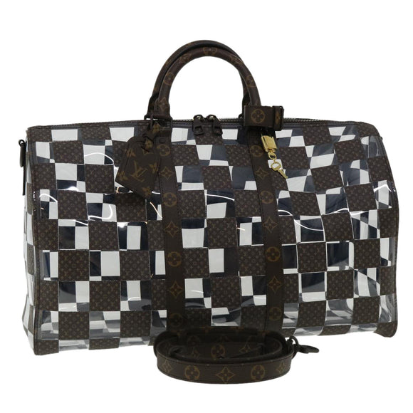 LOUIS VUITTON Monogram chess Keepall Bandouliere 50 Boston M20864 LV Auth 31818S