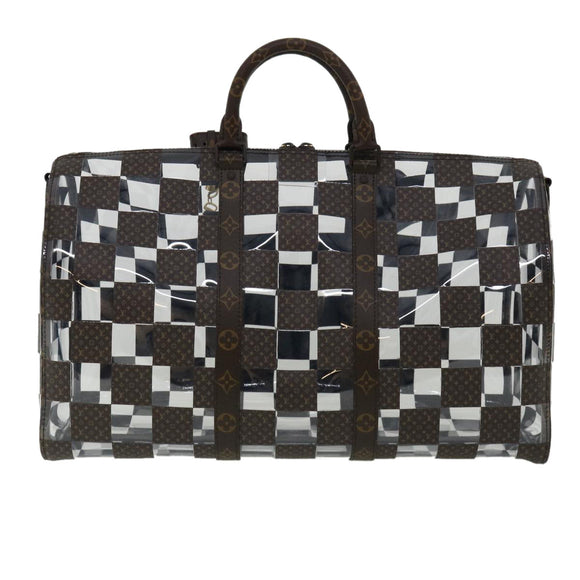 LOUIS VUITTON Monogram chess Keepall Bandouliere 50 Boston M20864 LV Auth 31818S