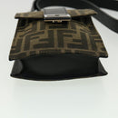 FENDI Zucca Canvas Shoulder Bag Brown Black Auth 31851AV-5