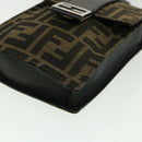 FENDI Zucca Canvas Shoulder Bag Brown Black Auth 31851AV-15
