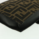 FENDI Zucca Canvas Shoulder Bag Brown Black Auth 31851AV-17